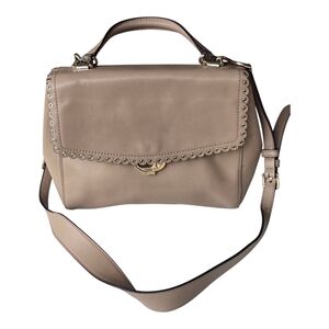 Michael Kors Ava Scalloped  Satchel Shoulder Bag Brige Leather Gold Hardware